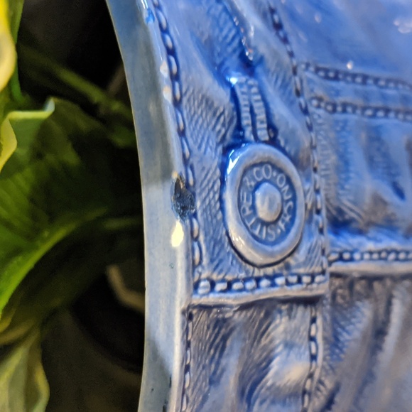 Vintage 1977 Sittre Ceramic Jean/Denim Large Canister Country Cottage Core - Picture 11 of 12